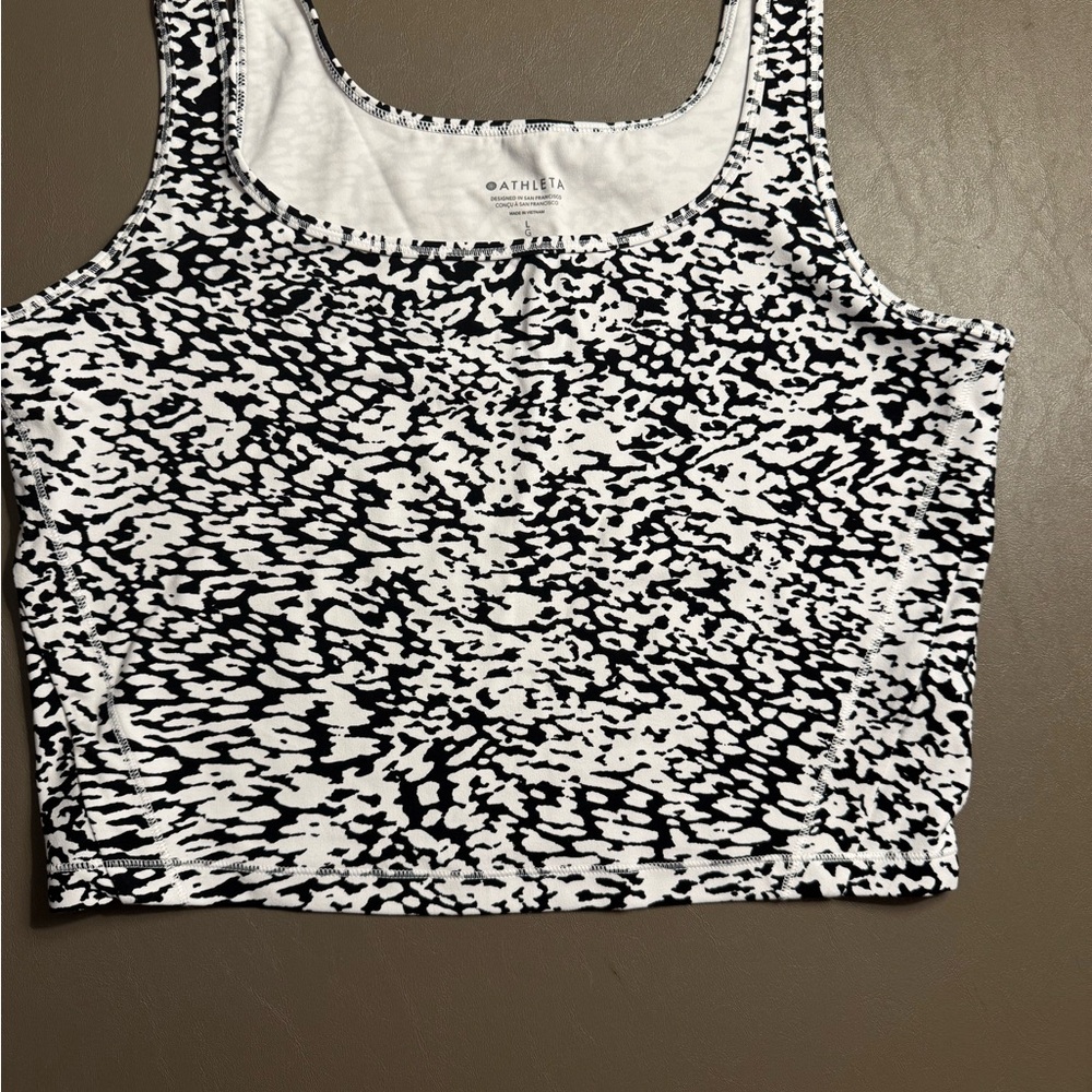 Athleta Black and White Fitted Crop Tank Top
